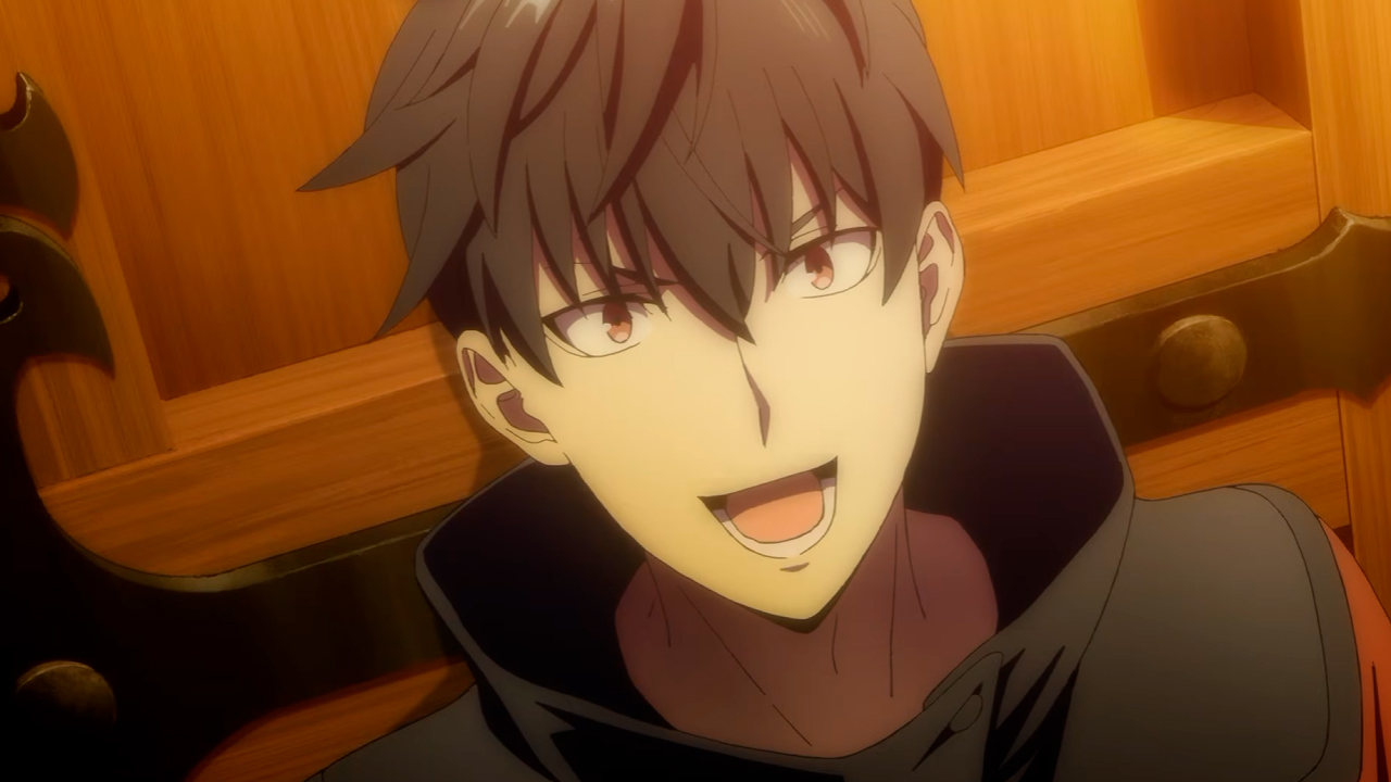 Grid (Tatsumaru Tachibana) sorrindo de forma confiante em cena de Overgeared